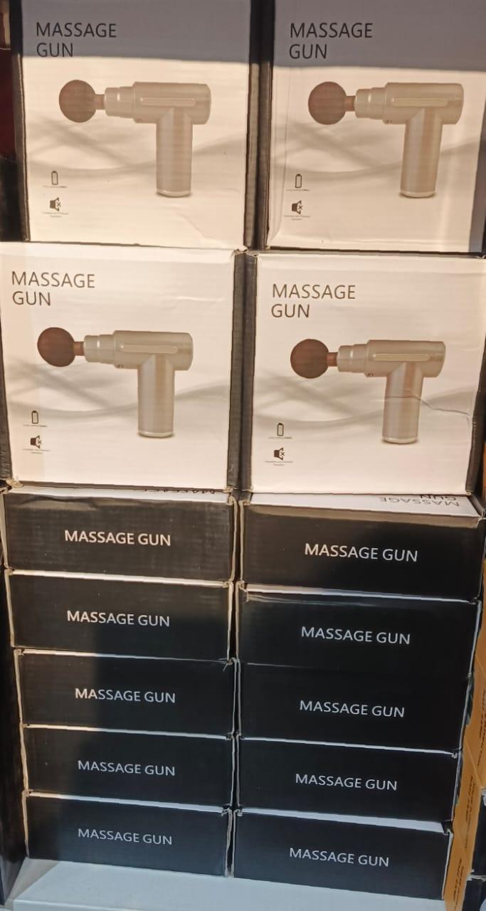 Rechargeable Portable Massager Gun Grey Gold for Home Gym Recovery