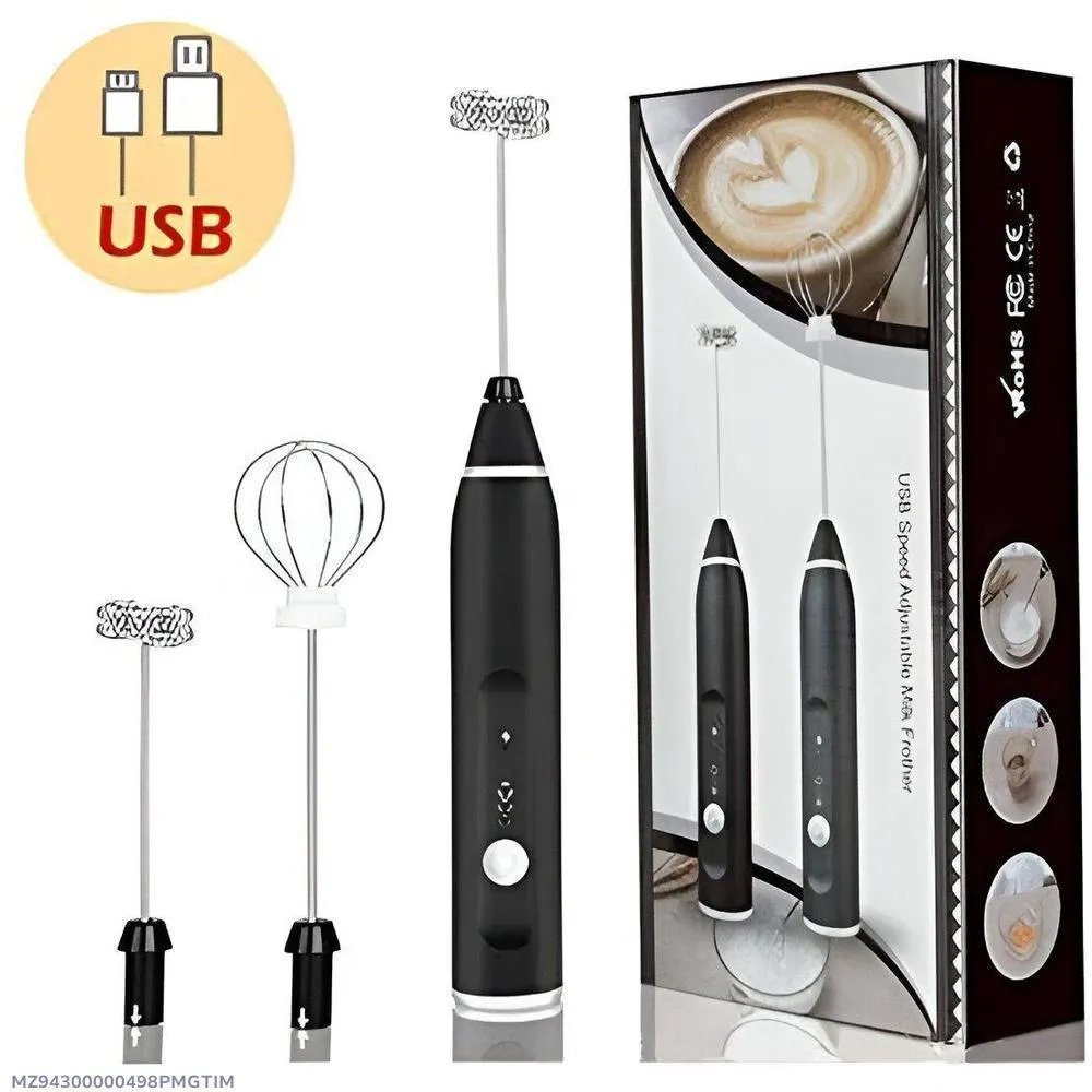 USB Rechargeable Coffee Milk Frother Black