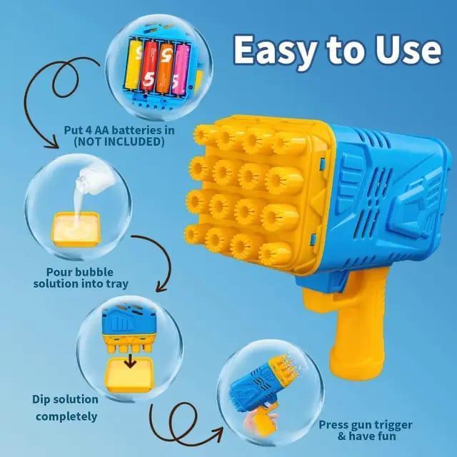 Blue Bubble Gun Toy for Kids 1-10 Years