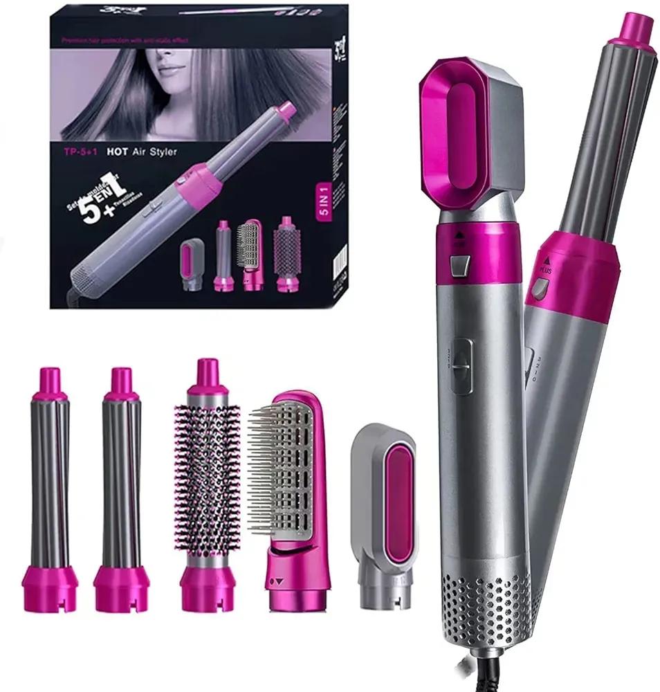 5-in-1 Hair Curler & Straightener with 5 Attachments