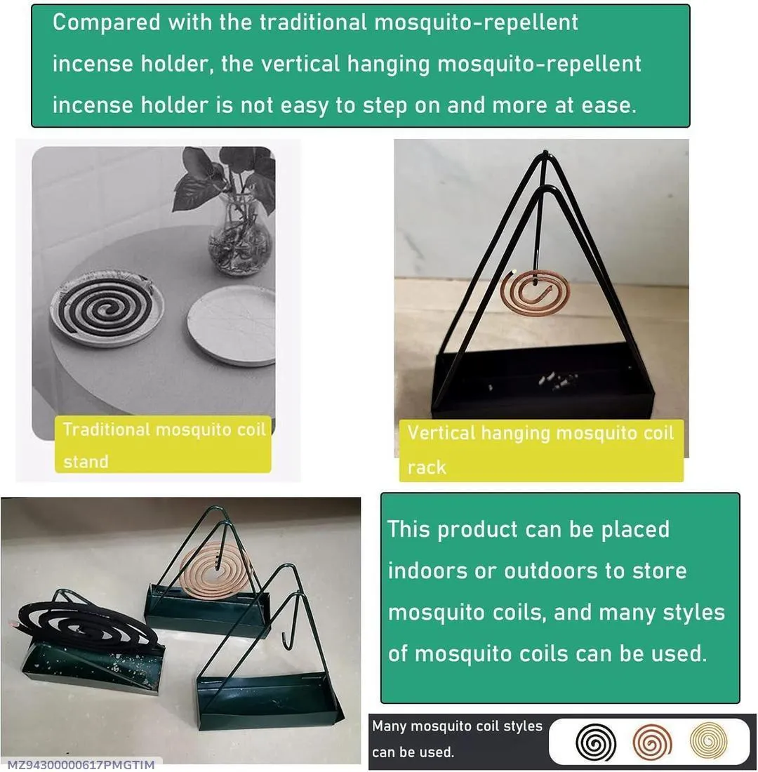 Vertical Hanging Mosquito Coil Stand Black Metal Indoor Outdoor