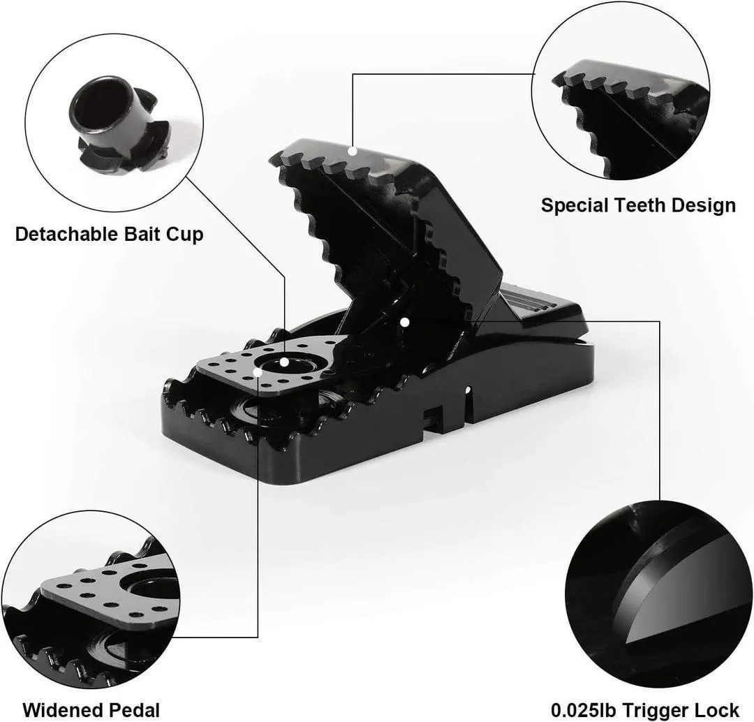 Black Reusable Mouse Trap ABS Plastic Easy Setup