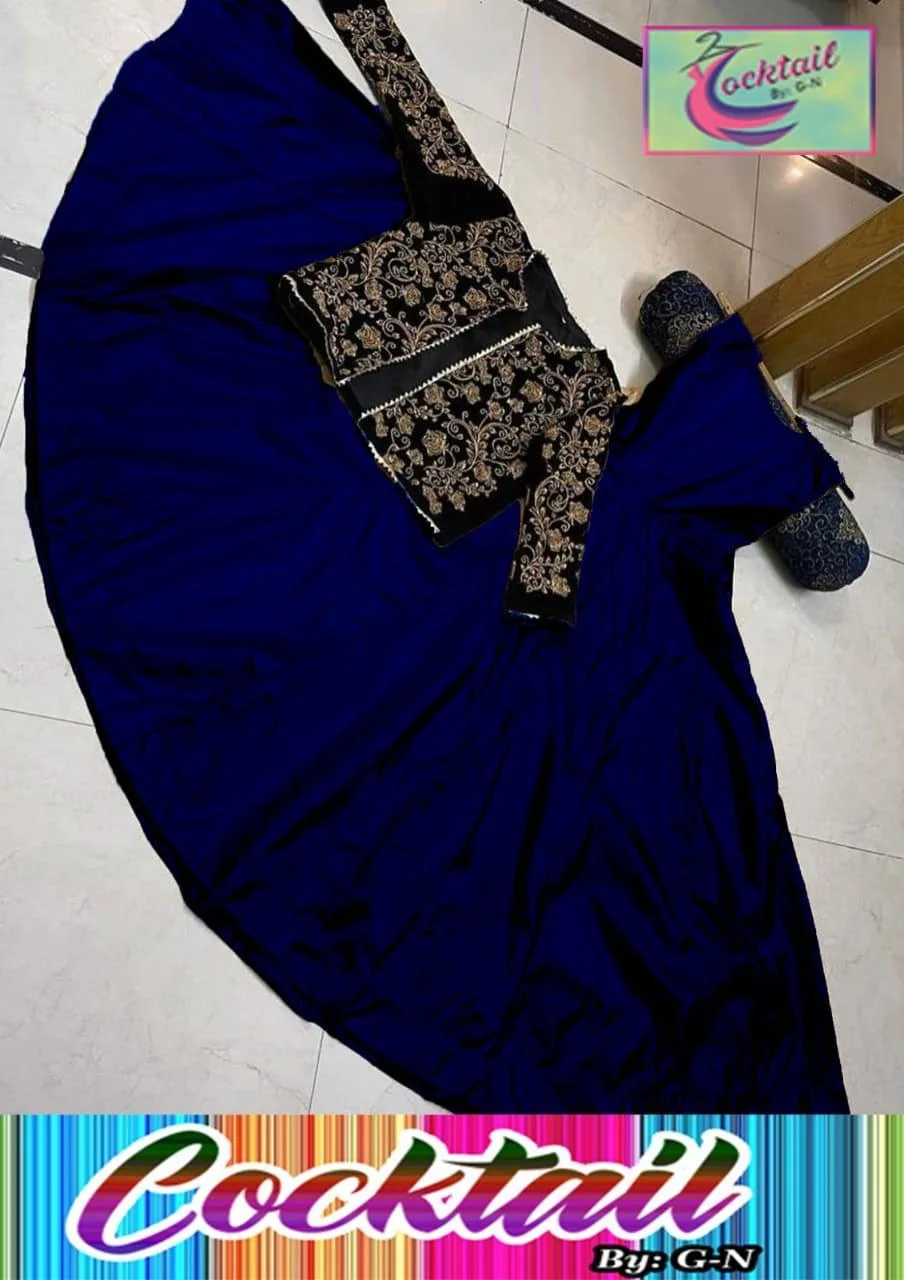 Stunning Black and Blue Embroidered Maxi & Jacket Set - 2 Pcs Women's Stitched
