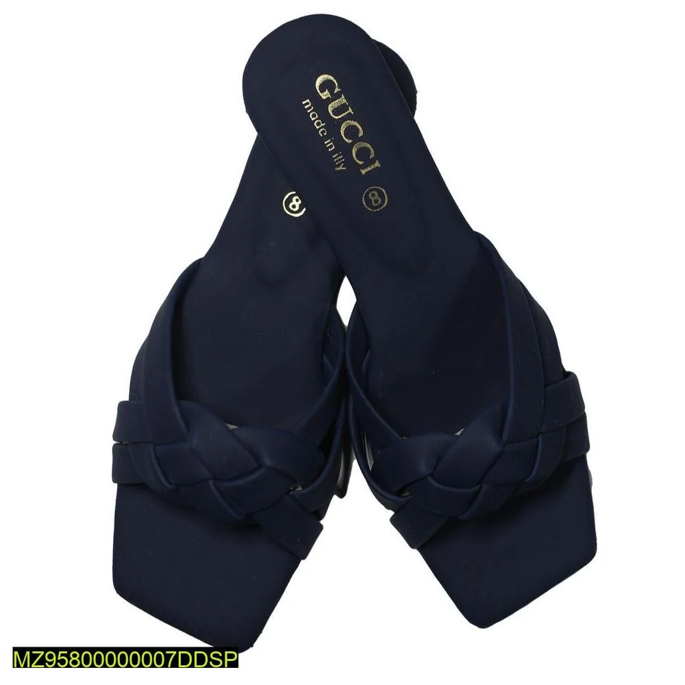 Gucci Women's Navy Blue Braided Flat Sandals
