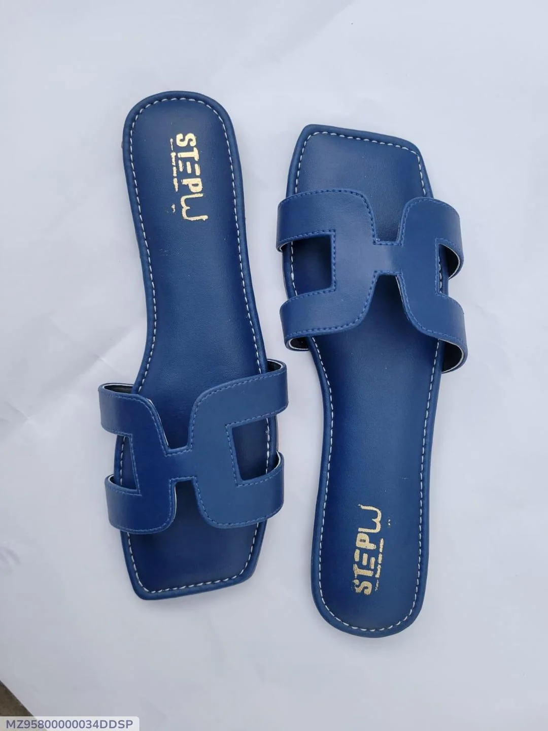 Blue H-Strap Rexine Sandals for Women