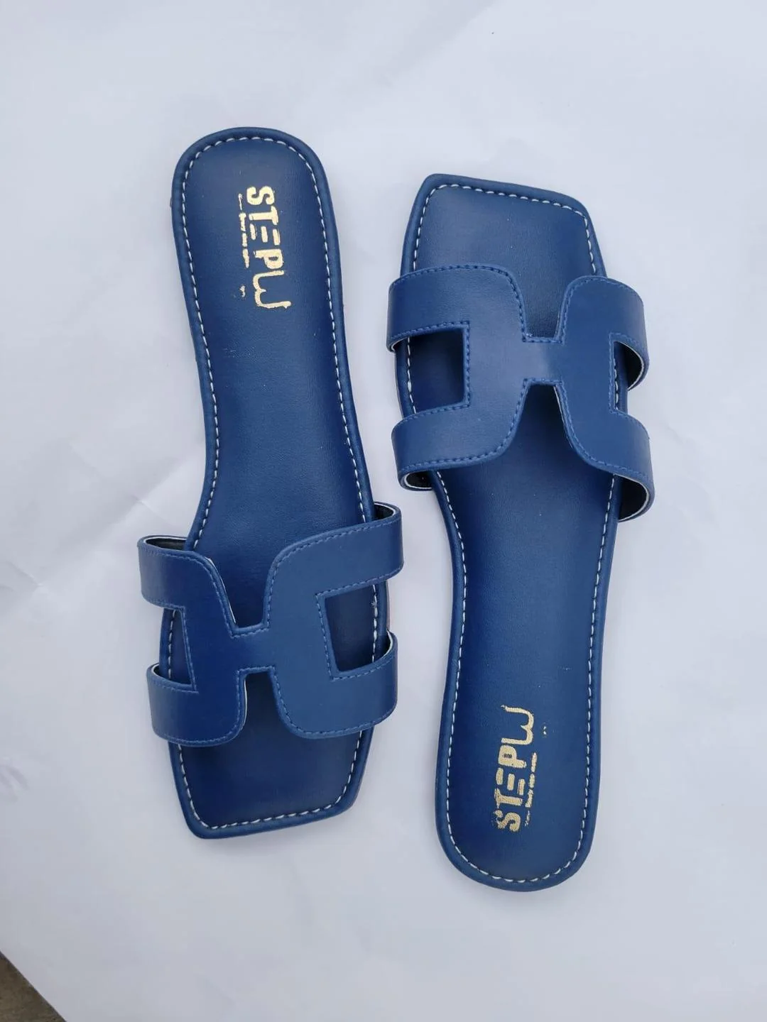 Blue H-Strap Rexine Sandals for Women