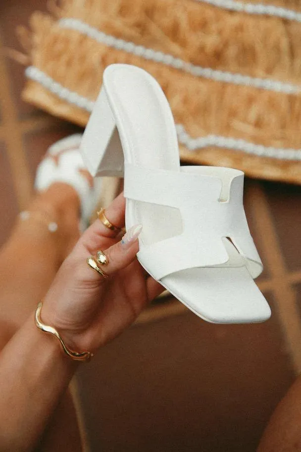 White Rexine Heels for Women, Size 6-11, Stylish & Durable