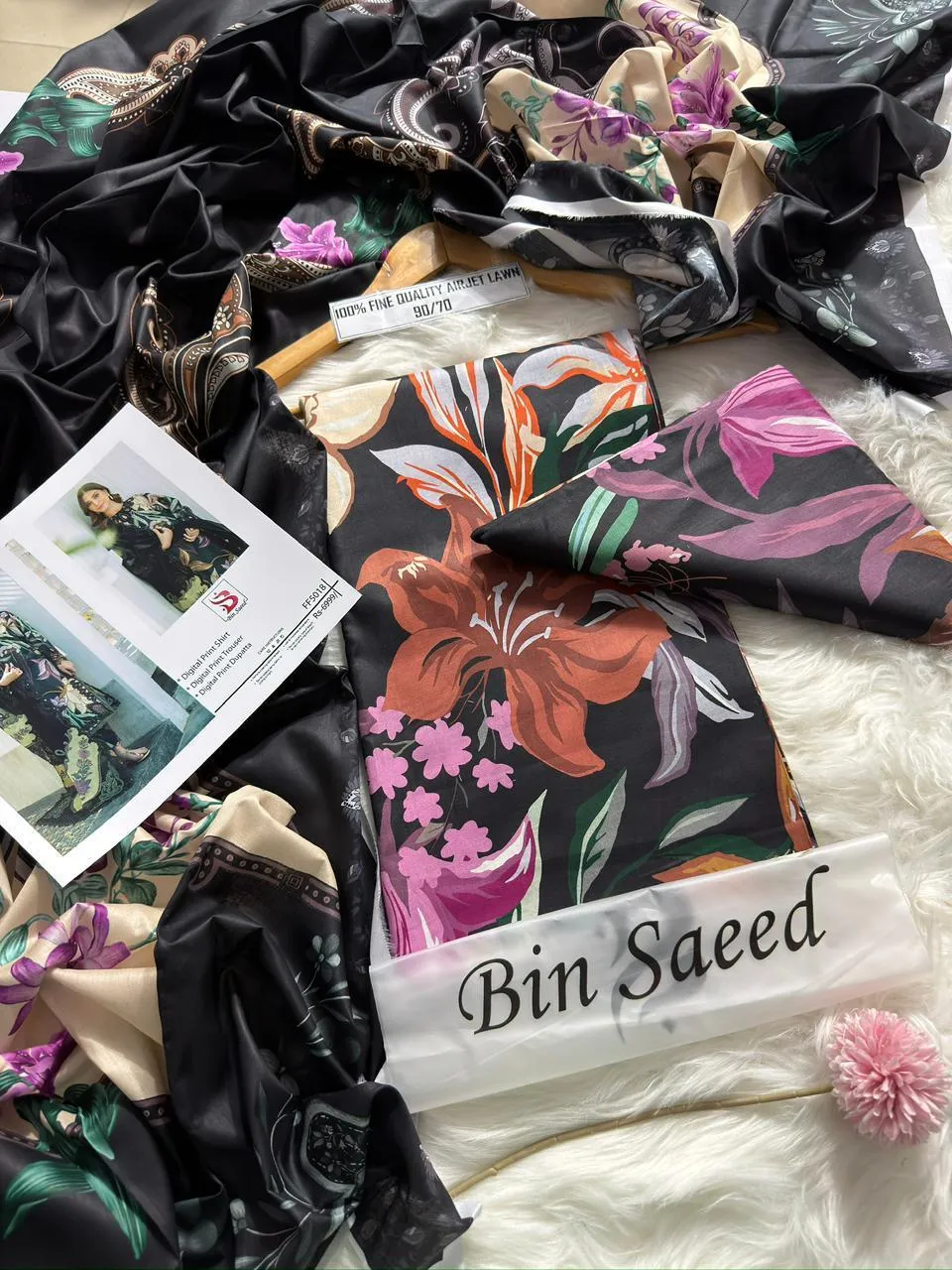 Black Digital Print Lawn 3Pcs Set