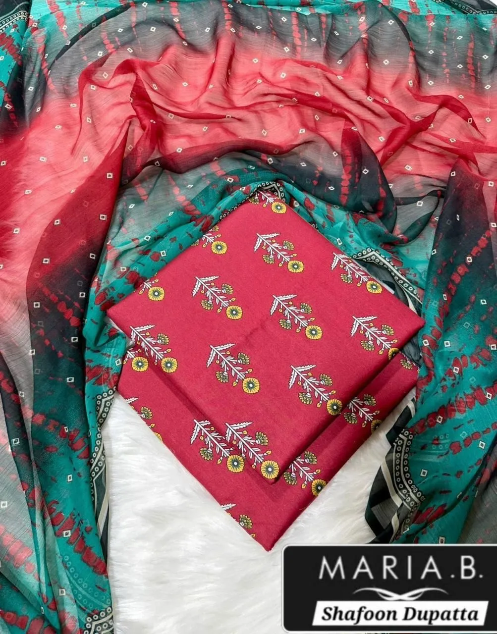 Maroon Digital Print Lawn 3Pcs Set for Women