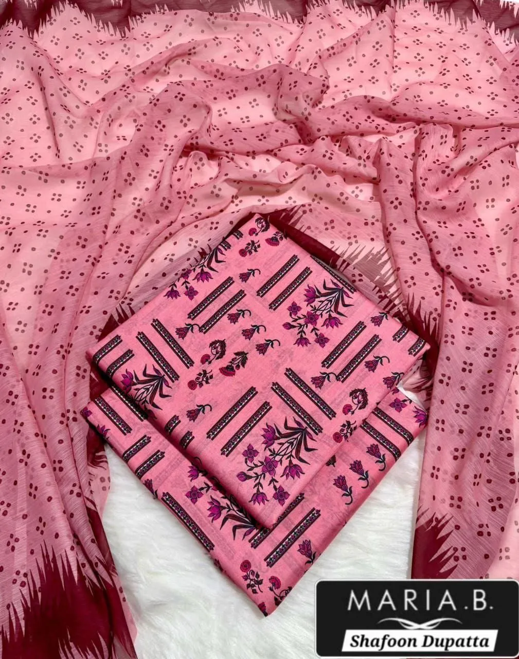 Pink Digital Print Lawn 3 Pcs Set for Women