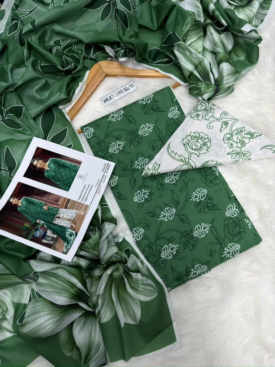 Green Digital Print Lawn 3Pcs Set