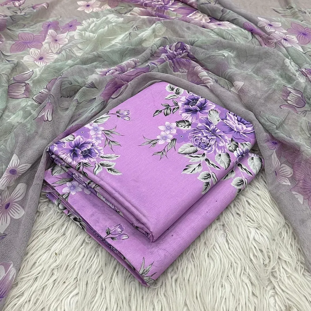 Purple Lawn 3Pcs Embroidered Suit for Women