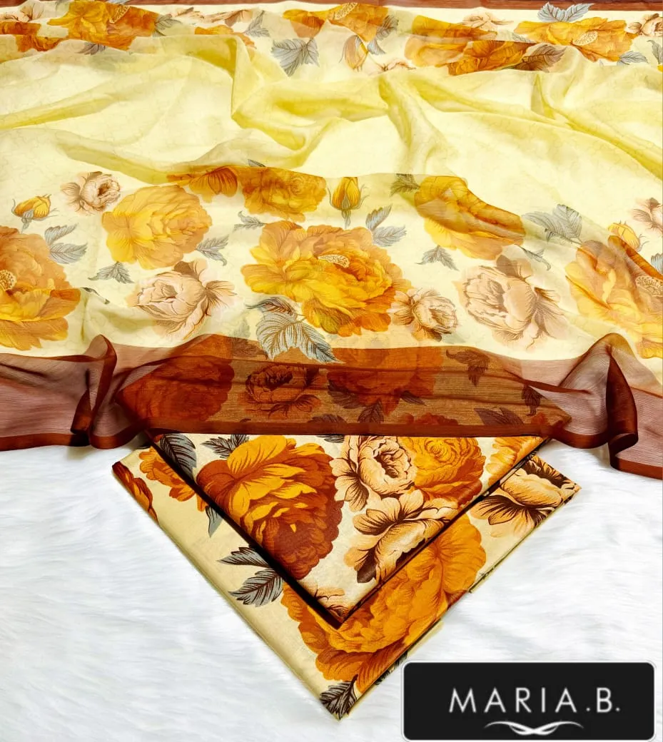 Women's 3-Piece Yellow Lawn Suit Bakra Eid
