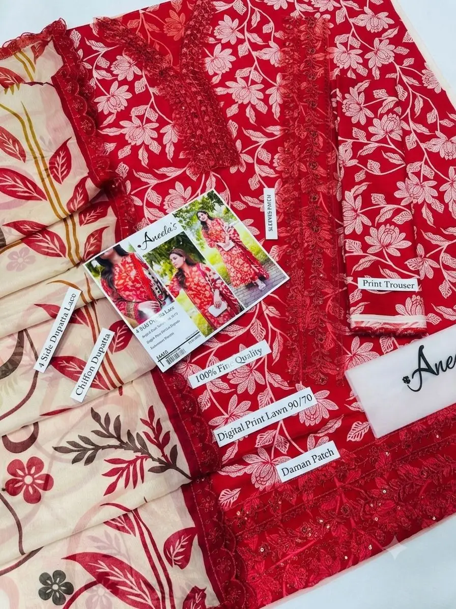 3 Pcs Women's Unstitched Printed Suit