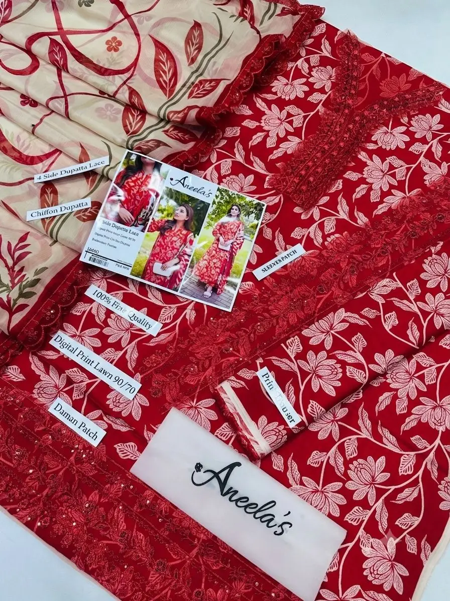3 Pcs Women's Unstitched Printed Suit