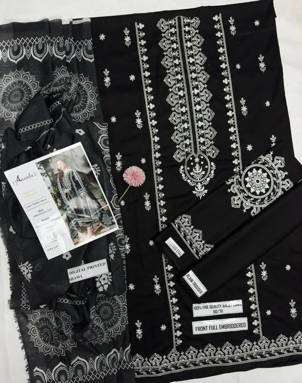 3 Pcs Women's Unstitched Embroidered Suit