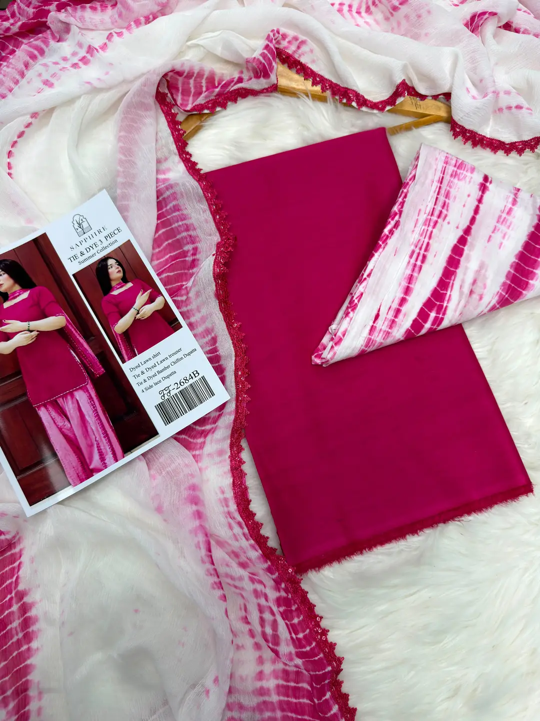 3 Pcs Women's Unstitched Dyed Suit
