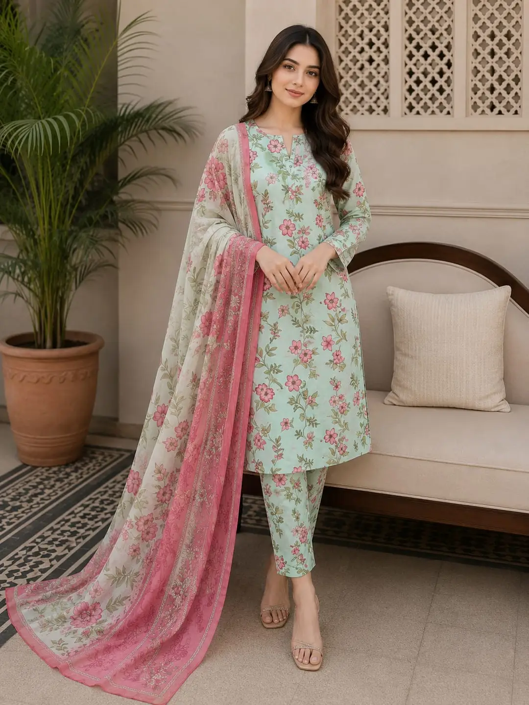 3 Pcs Women's Unstitched Printed Suit