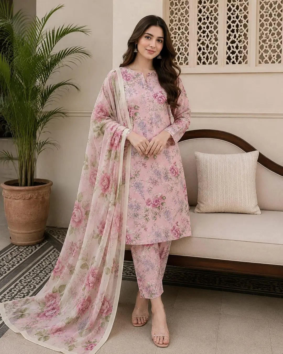 3 Pcs Women's Unstitched Printed Suit