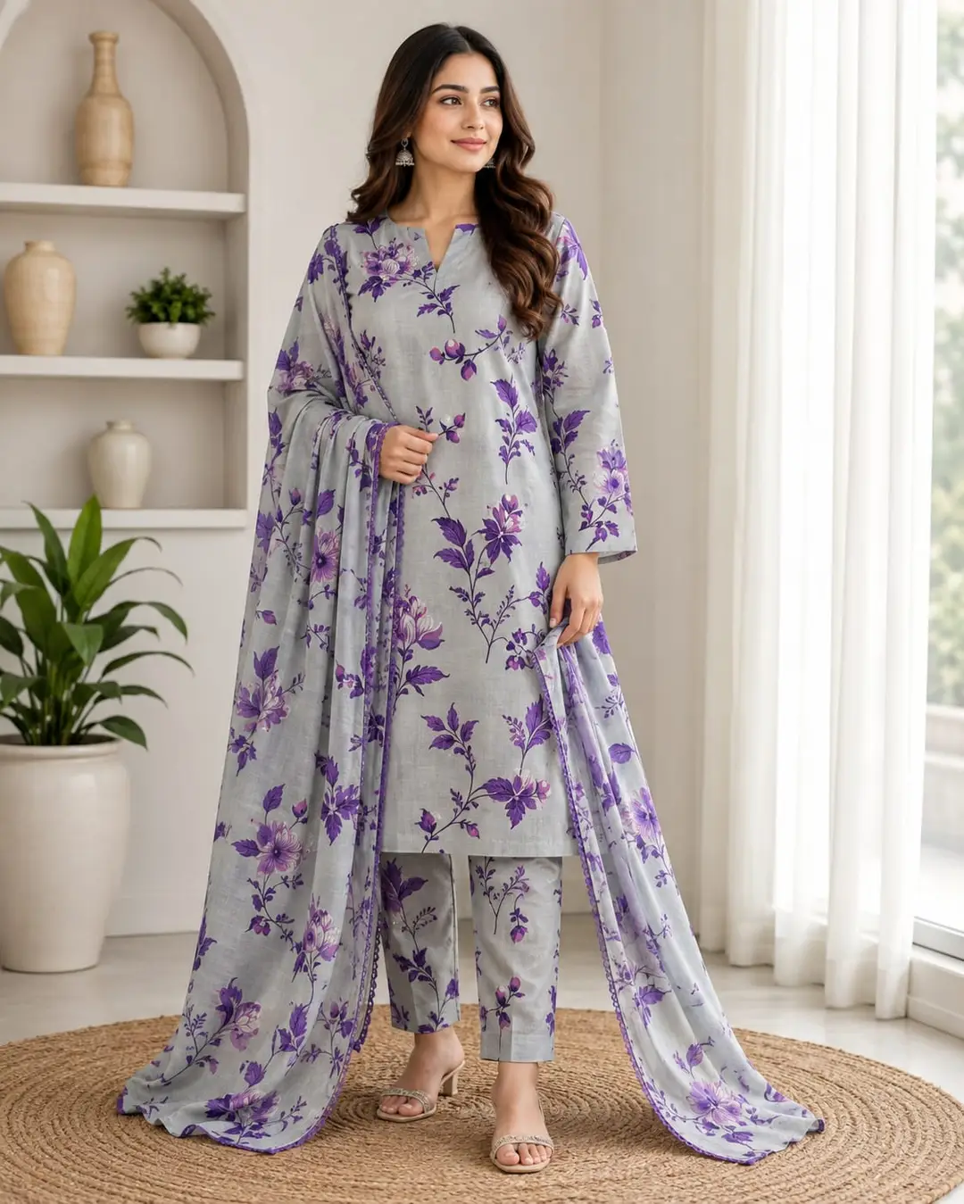 3 Pcs Women's Unstitched Printed Suit