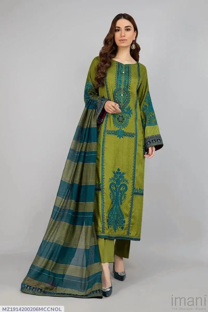 3 Pcs Women's Unstitched Embroidered Suit