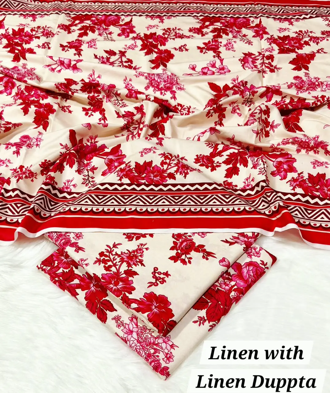 3 Pcs Women's Unstitched Digital Print Suit