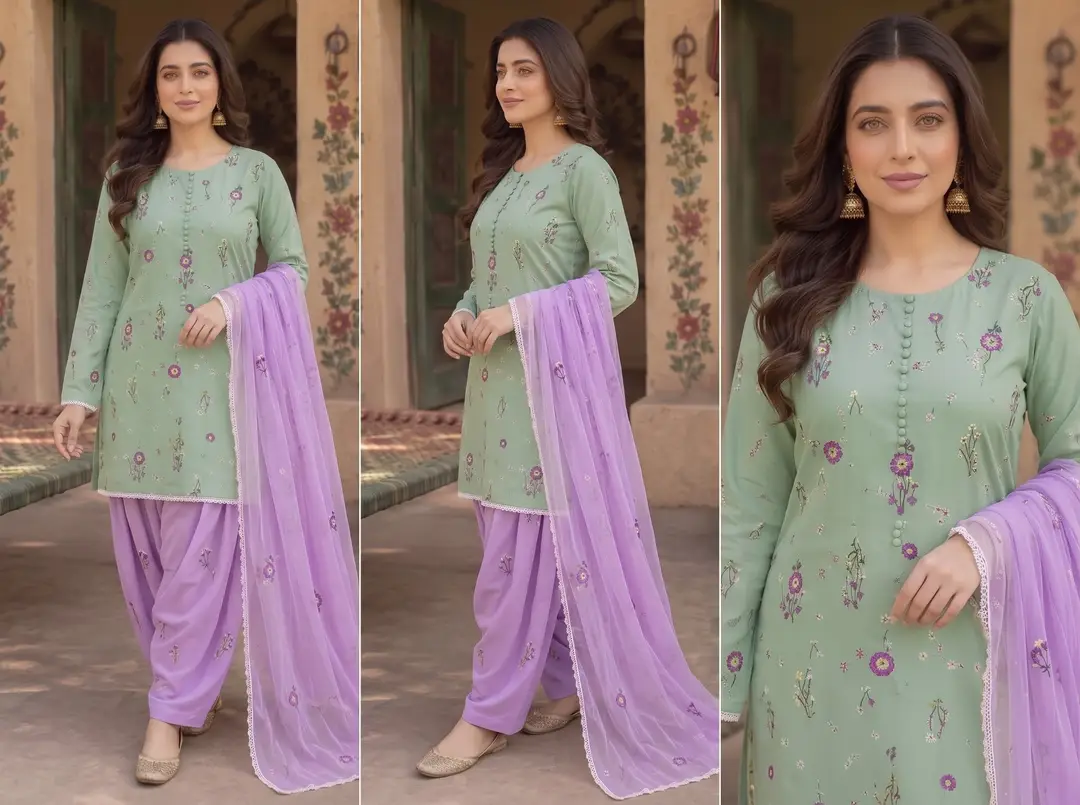 3 Pcs Women's Unstitched Embroidered Suit