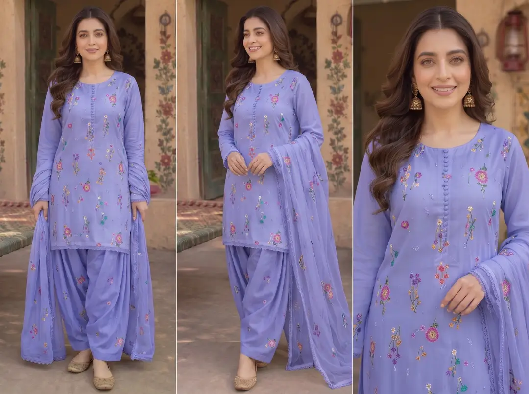 3 Pcs Women's Unstitched Embroidered Suit