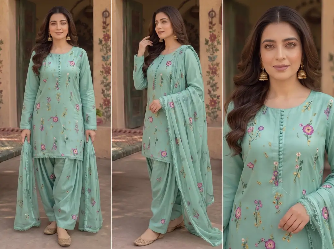 3 Pcs Women's Unstitched Embroidered Suit