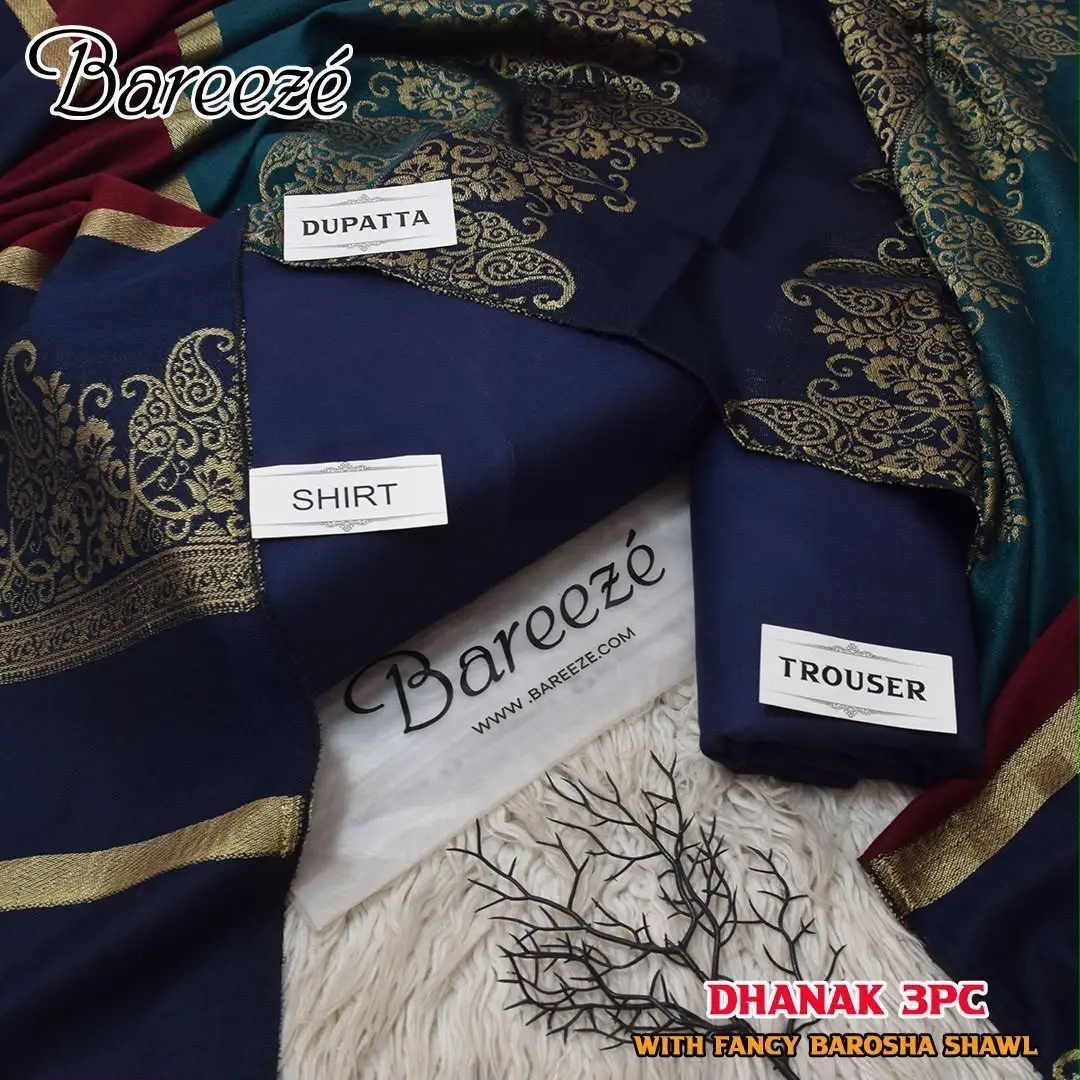 3 Pcs Women's Unstitched Plain Suit