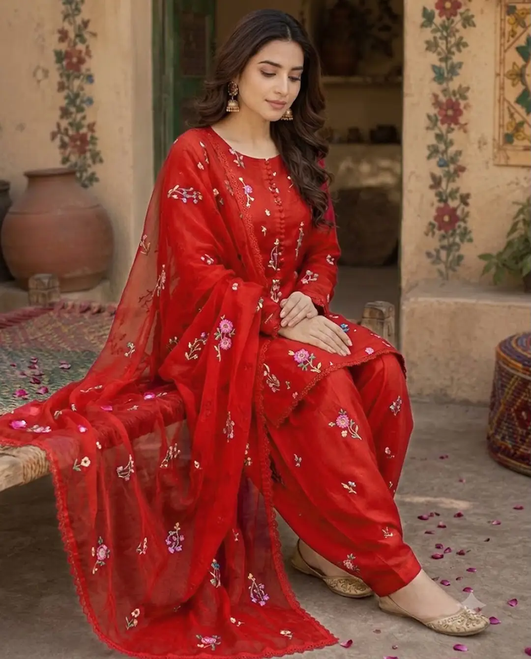 3 Pcs Women's Unstitched Embroidered Suit