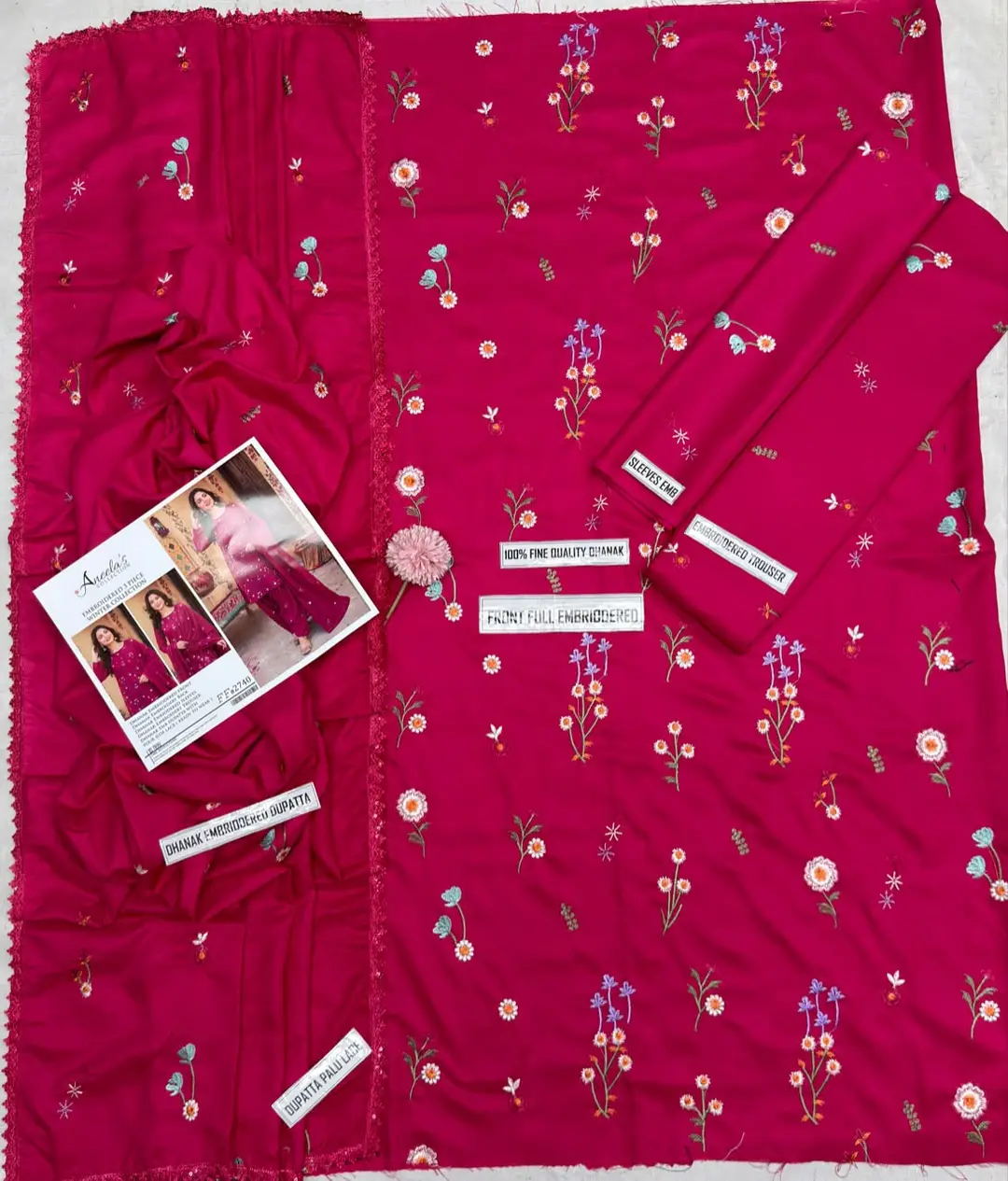 3 Pcs Women's Unstitched Embroidered Suit
