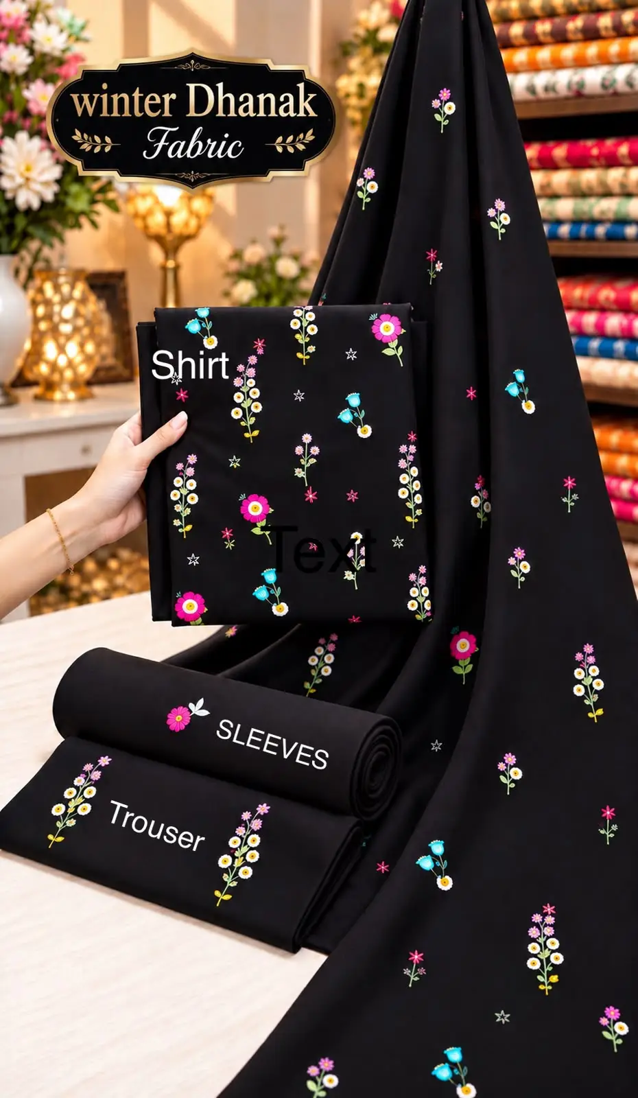 3 Pcs Women's Unstitched Embroidered Suit