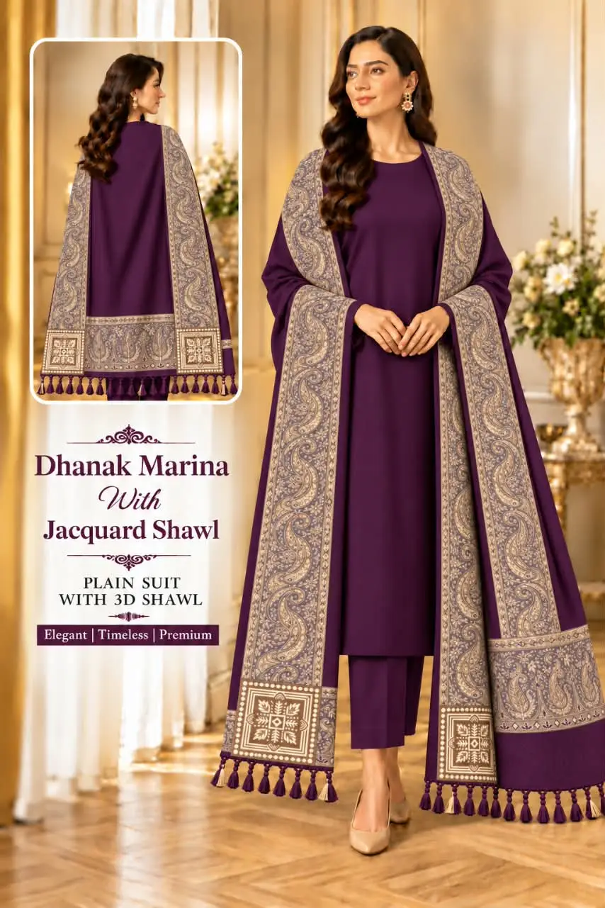 3 Pcs Women's Unstitched Plain Suit