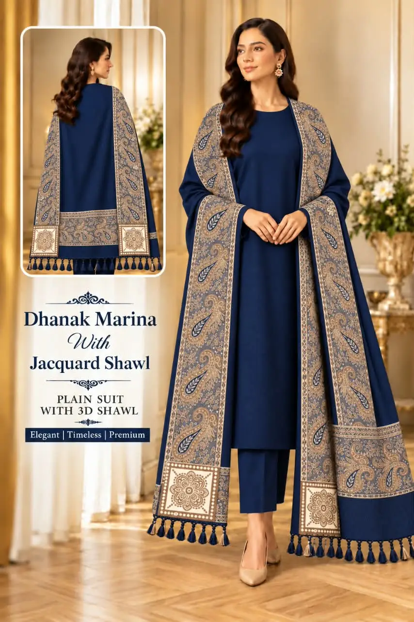 3 Pcs Women's Unstitched Plain Suit