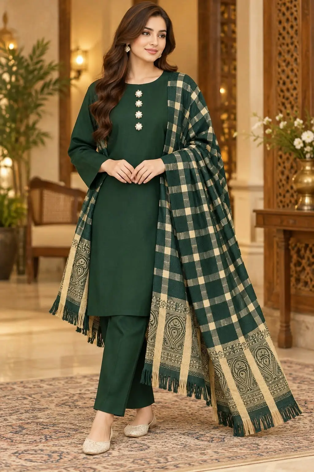3 Pcs Women's Unstitched Plain Suit