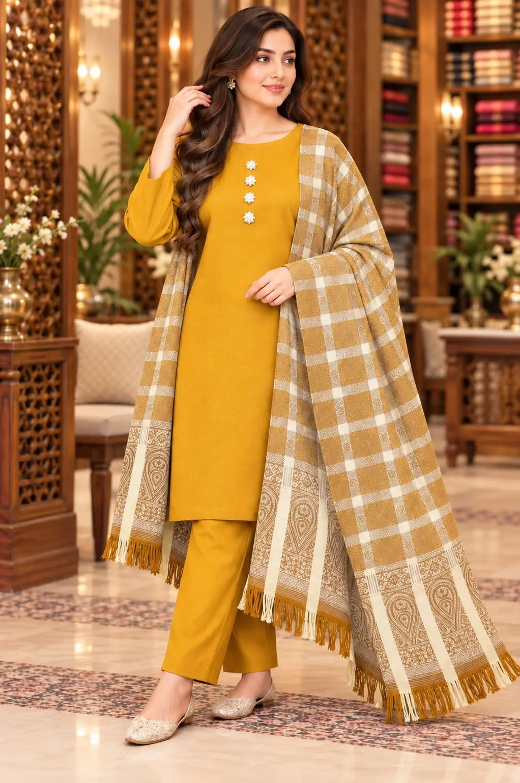 3 Pcs Women's Unstitched Plain Suit