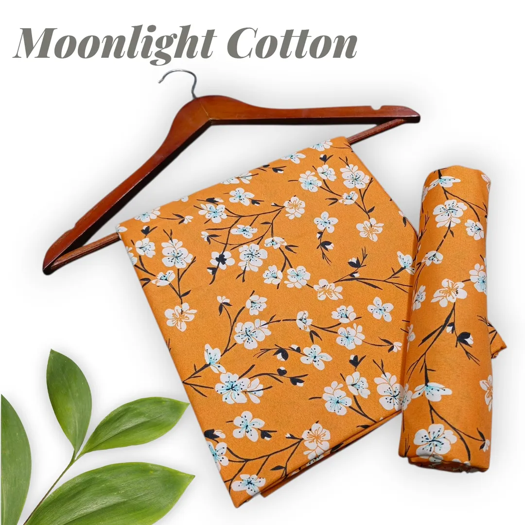 Orange Printed 2-Piece Polo Cotton Suit for Women