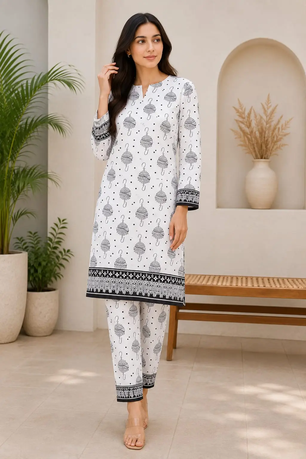 2 Pcs Women's Unstitched Printed Suit