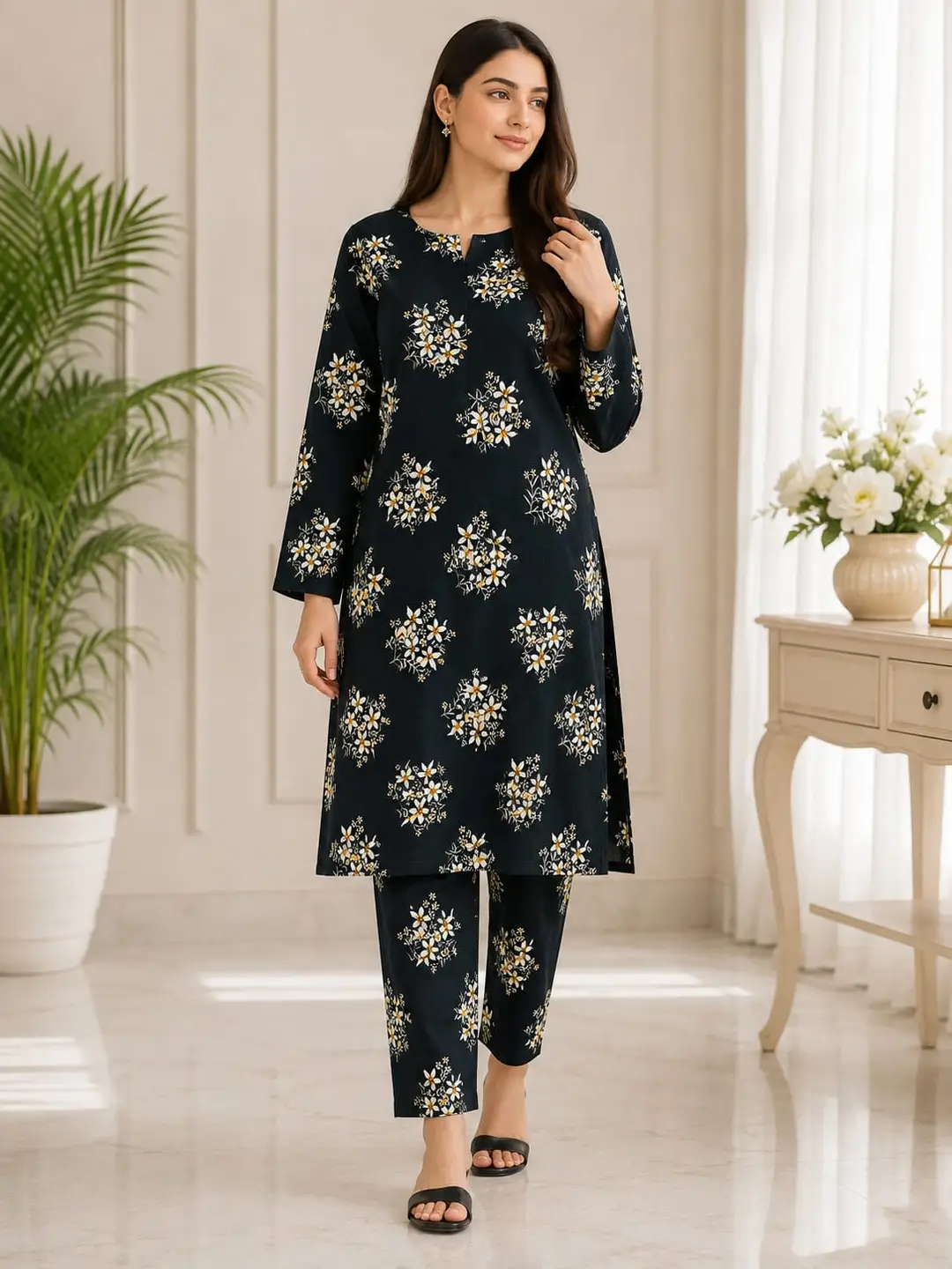 2 Pcs Women's Unstitched Printed Suit