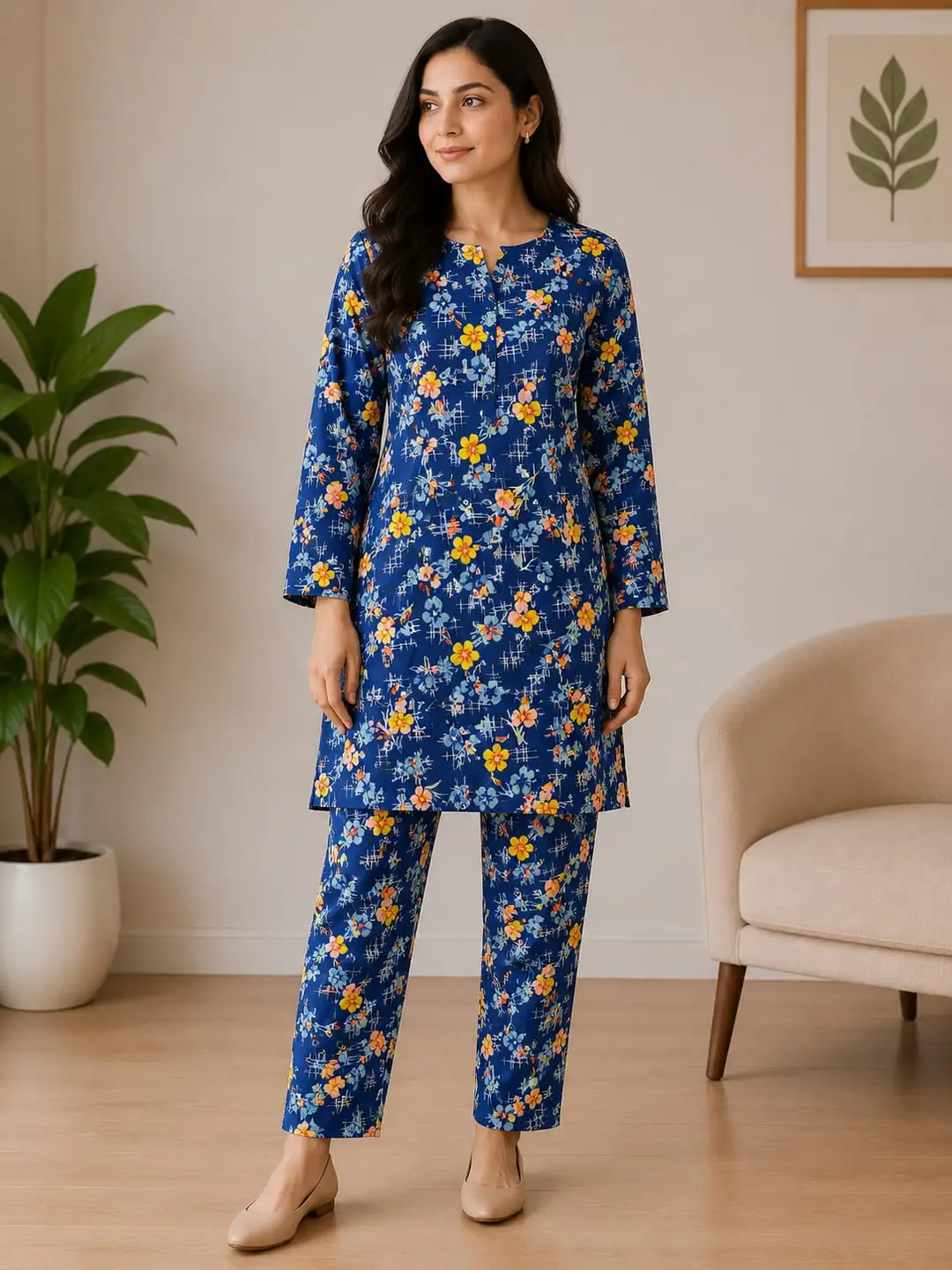 2 Pcs Women's Unstitched Printed Suit