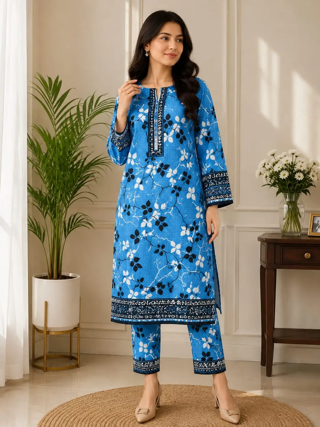 2 Pcs Women's Unstitched Printed Suit