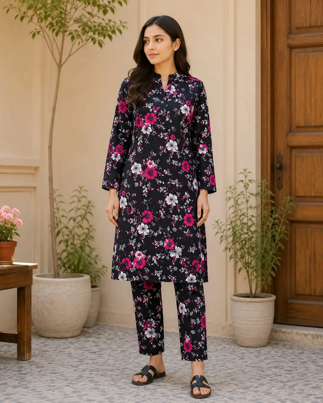 2 Pcs Women's Unstitched Printed Suit