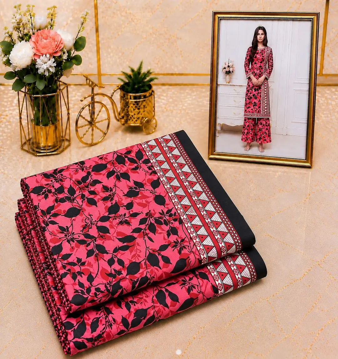 2 Pcs Women's Unstitched Printed Suit