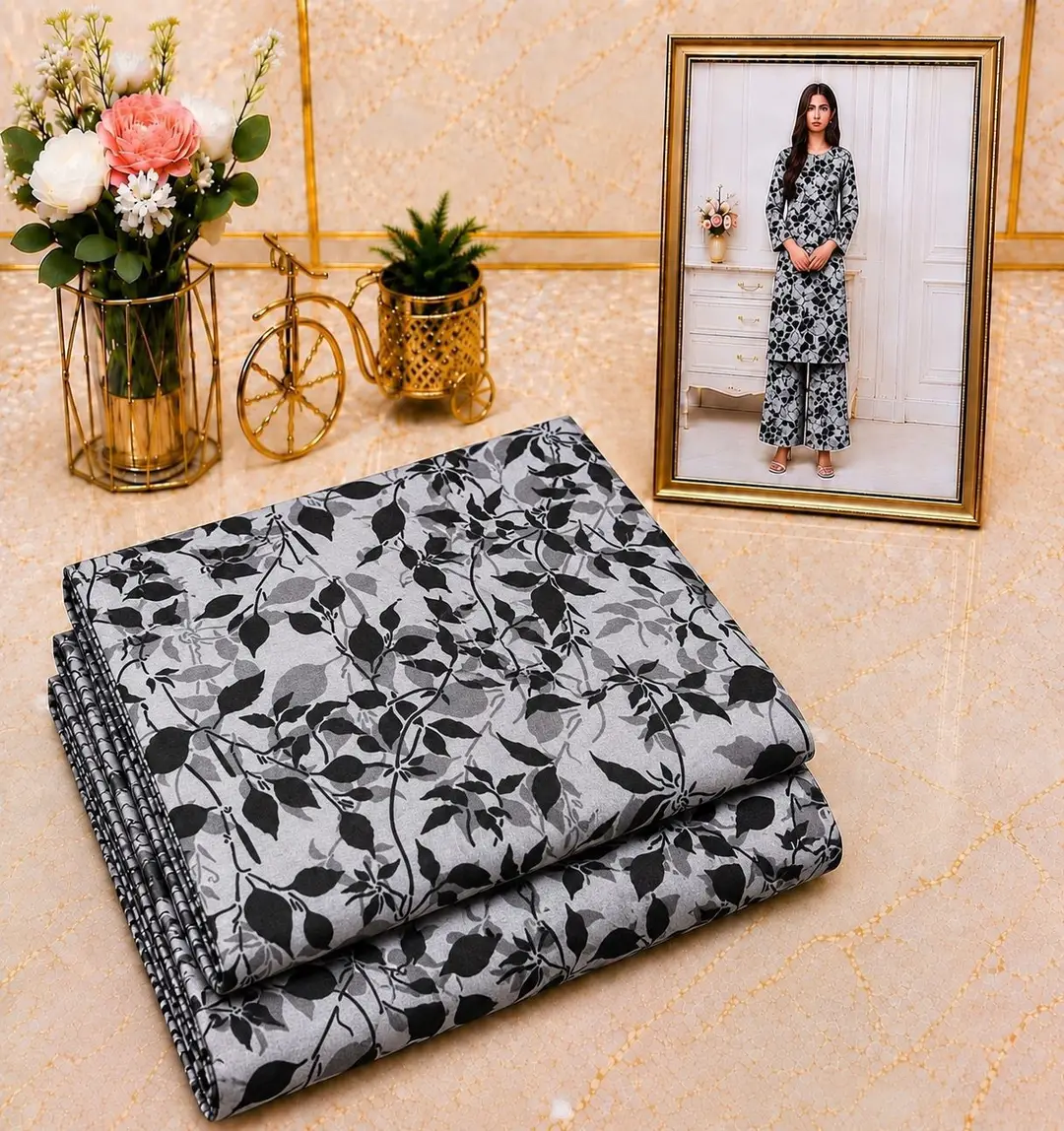 2 Pcs Women's Unstitched Printed Suit