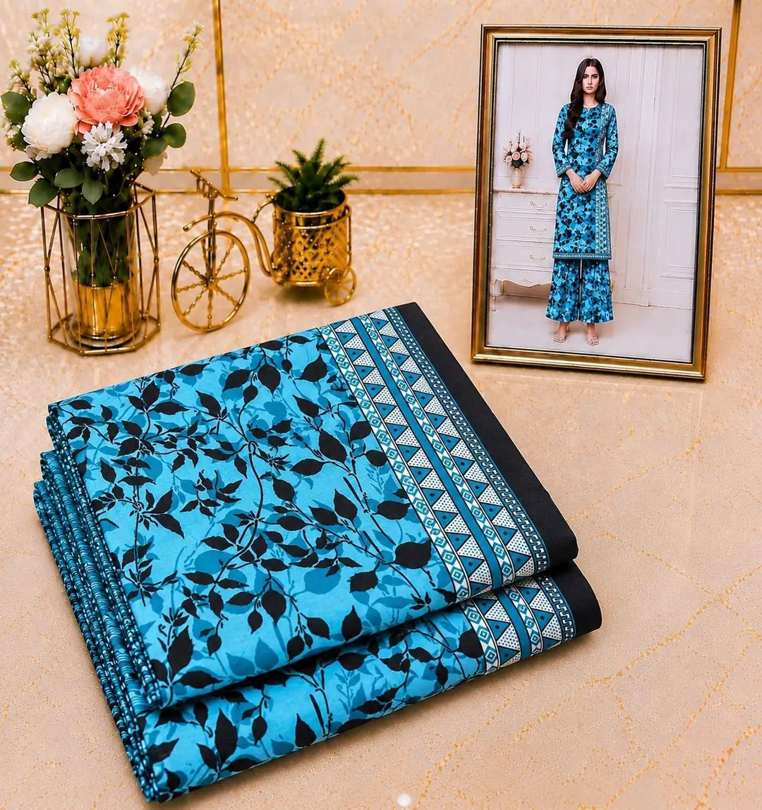 2 Pcs Women's Unstitched Printed Suit