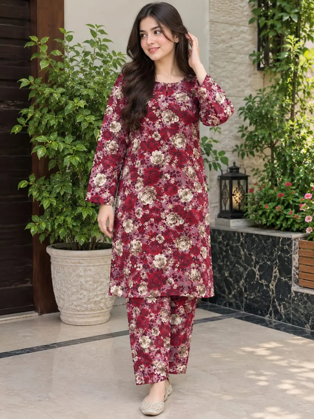 2 Pcs Women's Unstitched Printed Suit
