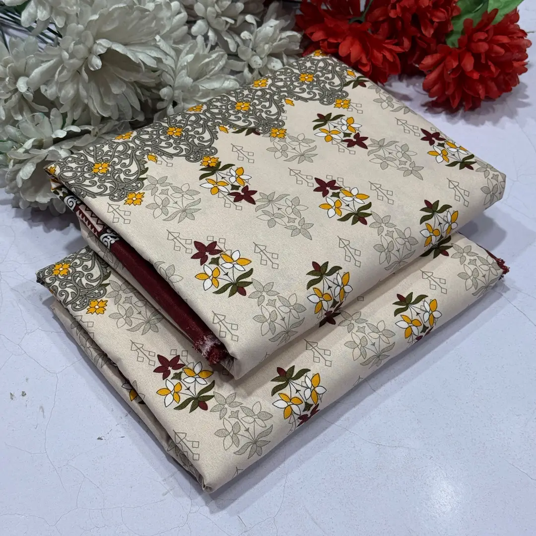 2 Pcs Women's Unstitched Printed Suit