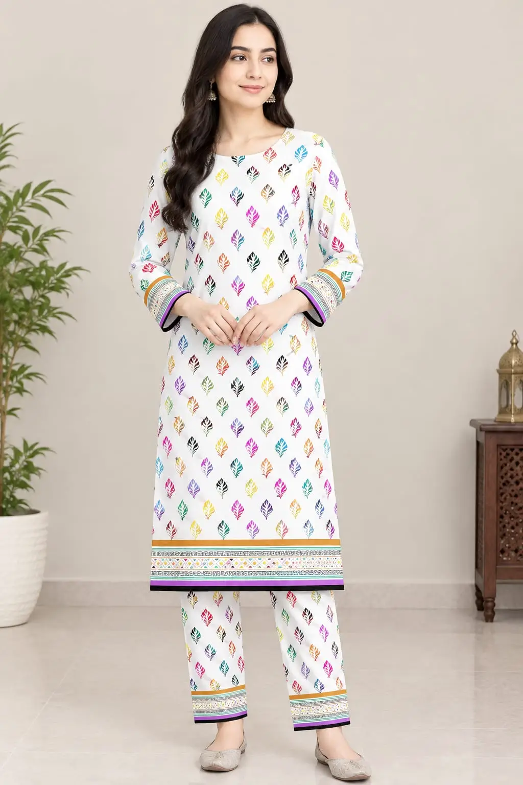 2 Pcs Women's Unstitched Printed Suit