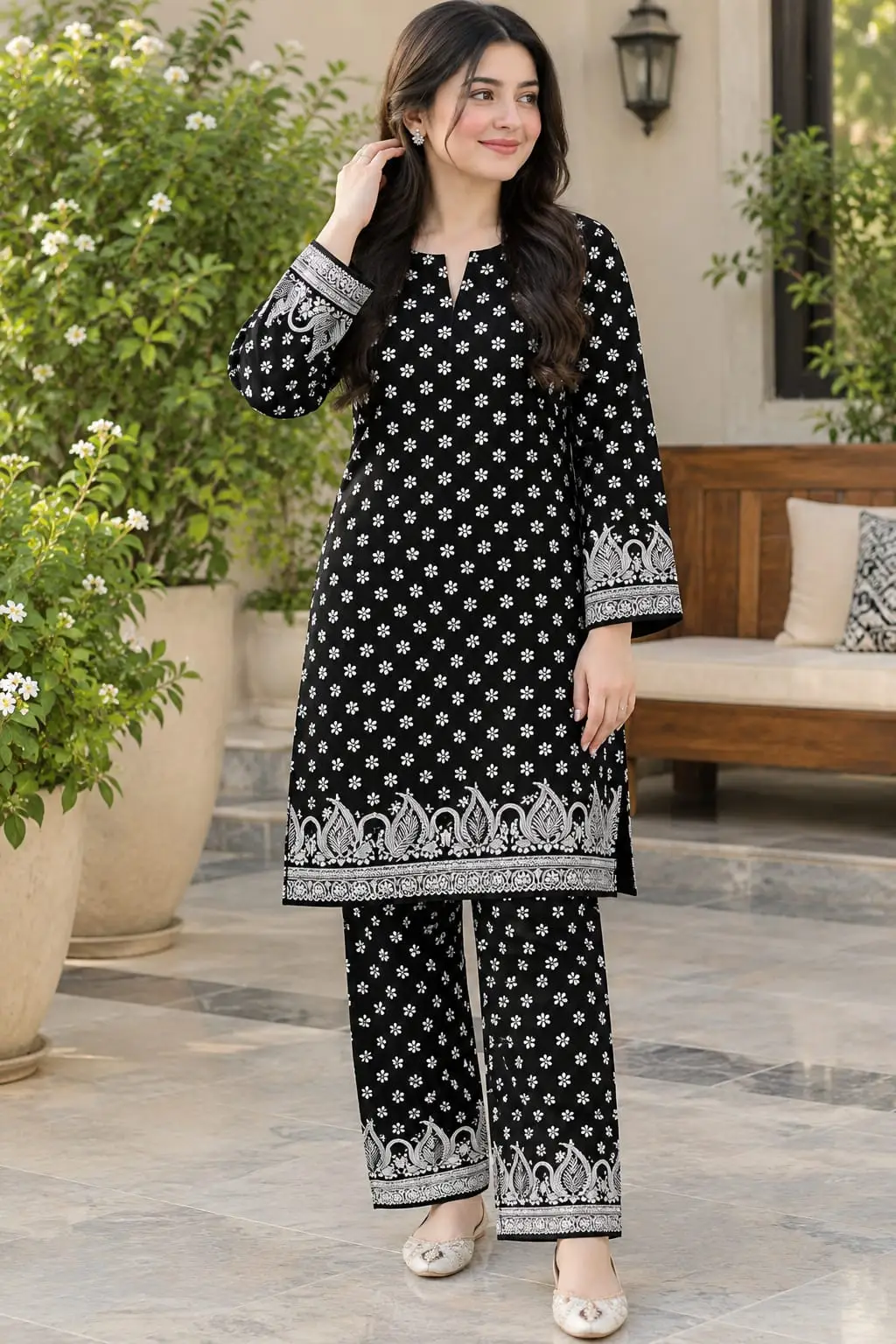 2 Pcs Women's Unstitched Printed Suit